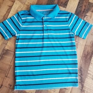 George aqua blue striped polo top short sleeved shirt boys small size 6/7